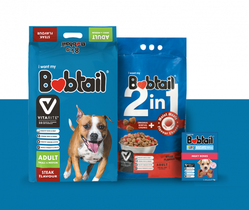 Bobtail® VITARITE® 8kg Steak Flavour, 2-1 Adult Steak Flavour and Puppy Milky Bones Dry Food